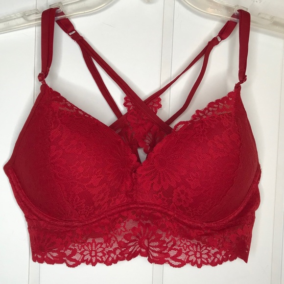 red lace push up bralette